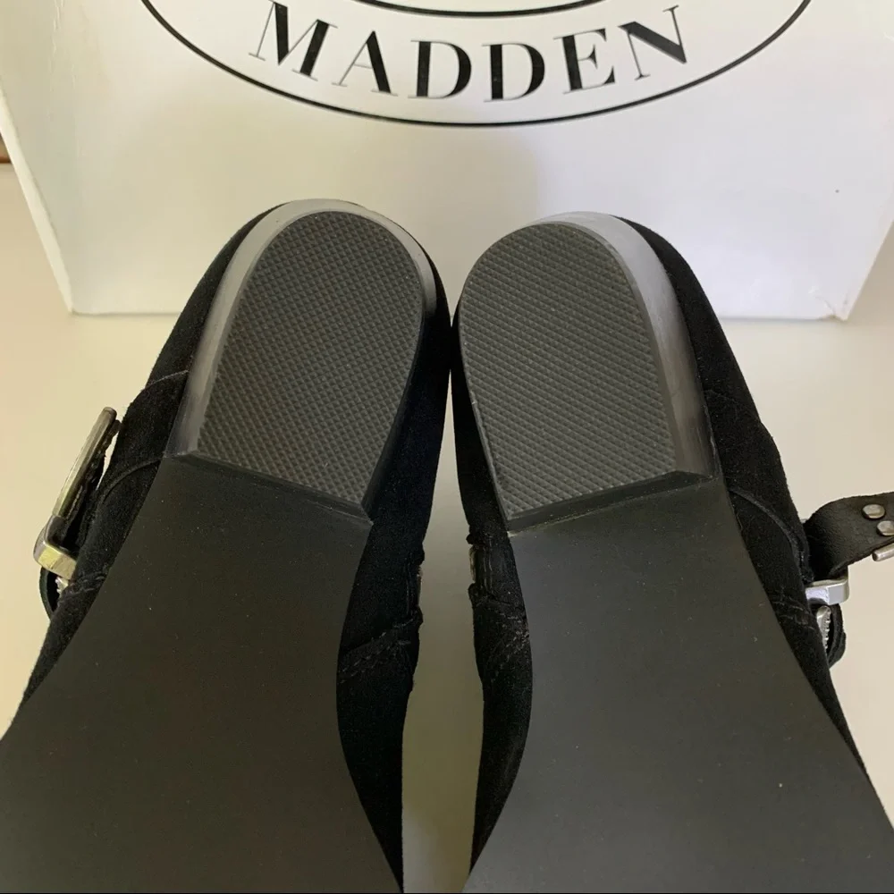 Steve Madden Cuff Black Suede Western Ankle Boots Buckle US 9.5 M - Picture 6 of 8